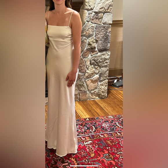 Satin Cowl Back Slip Mini Dress in White - Picture 9 of 9